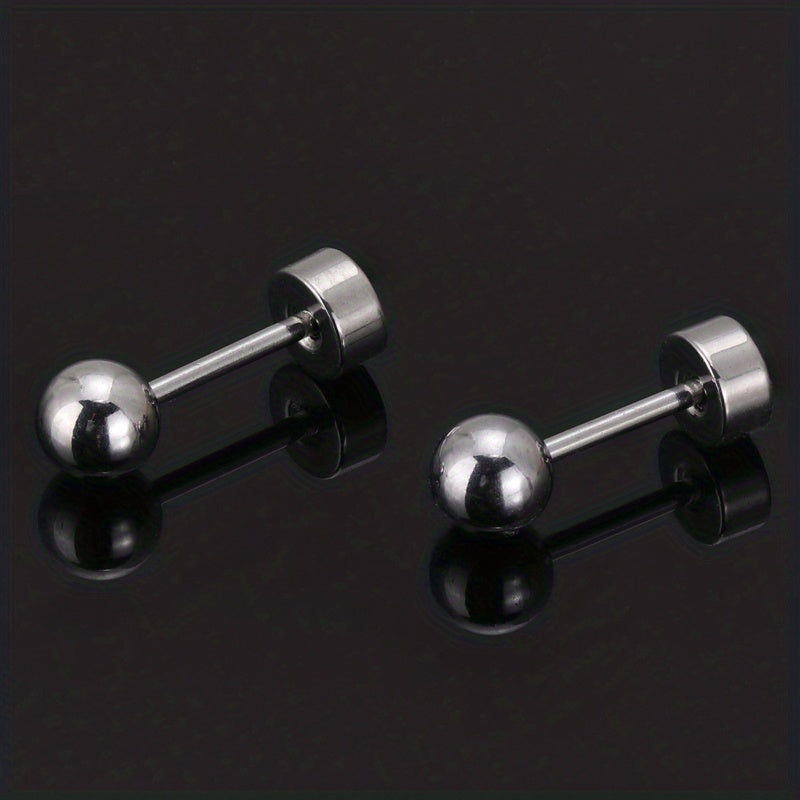 Men's Stainless Steel Stud Earrings Heart Moon Cone Leaf Ear Studs