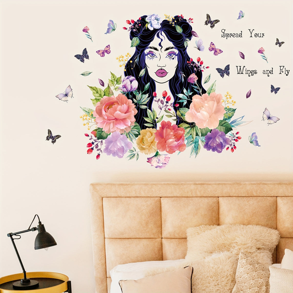 Flowers Butterfly Wall Decal Peel And Stick Home Decor For Bedroom Living Room