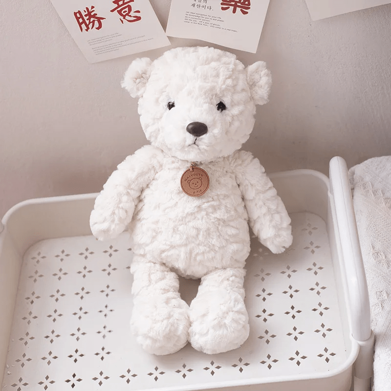 Bear Plush Toy with Golden Accents Soft Hanging Doll for Kids