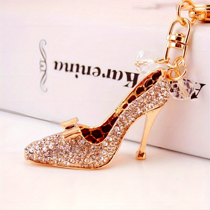 Crystal Diamond Jewelry Key Chain High Heel Shoes Pendant