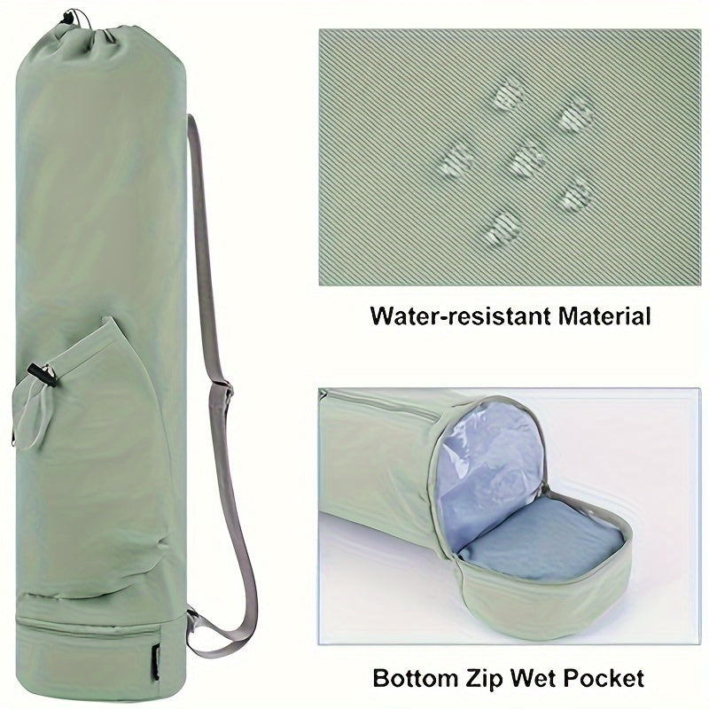 Sports Yoga Mat Storage Bag With Water Bottle Pocket & Bottom Bag
