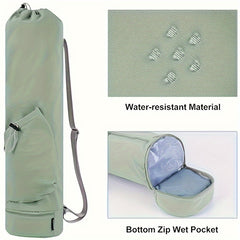 Sports Yoga Mat Storage Bag With Water Bottle Pocket & Bottom Bag
