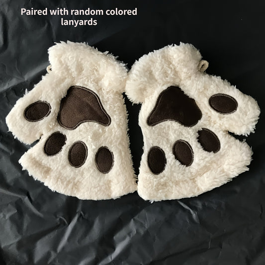 Cartoon Cat Paw Warm Gloves for Outdoor Sports