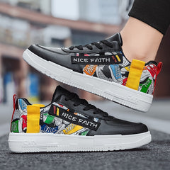 Men's Cartoon Print Skate Shoes With NICE FAITH Patch