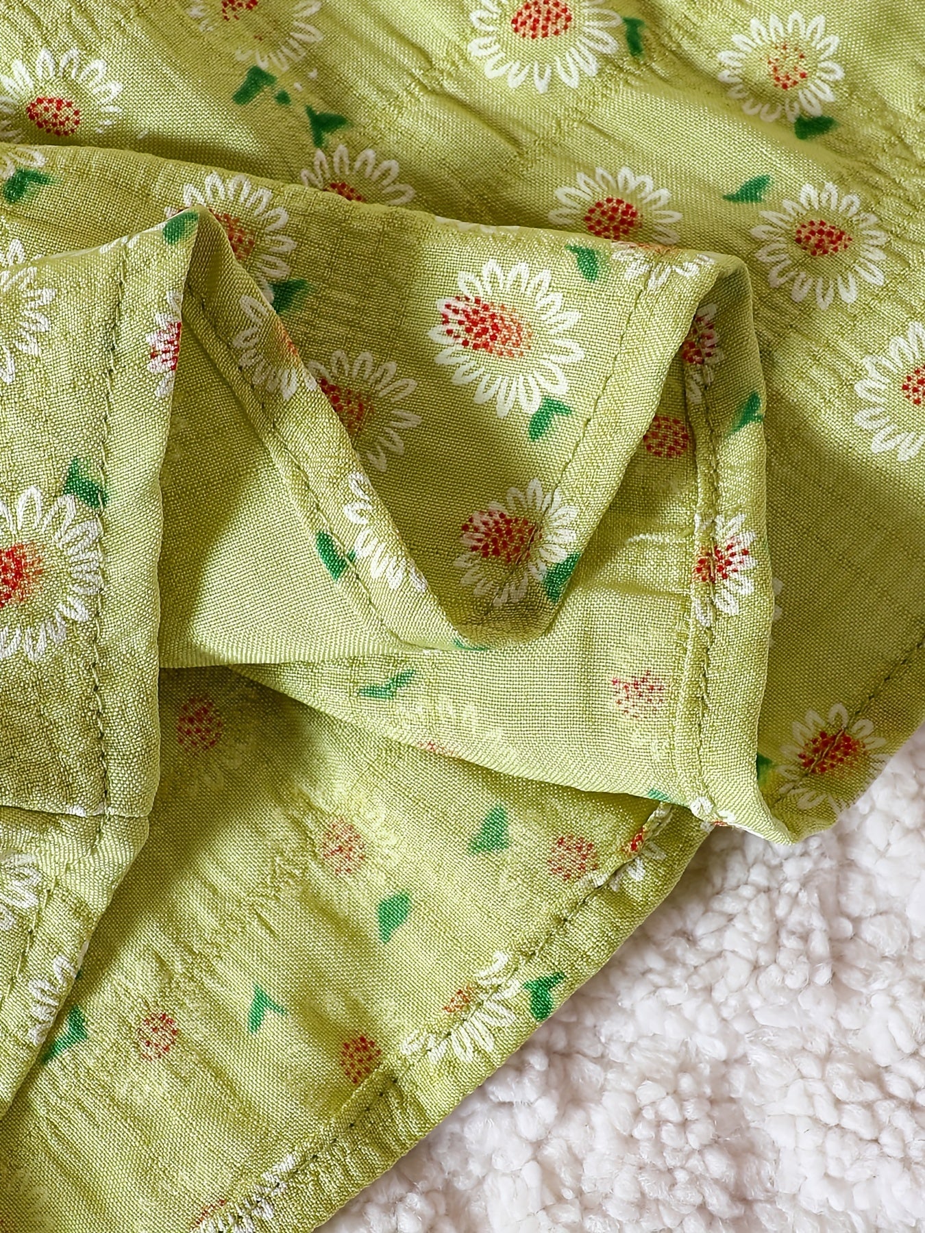 Infant Girl Daisy Print Dress Headband Set