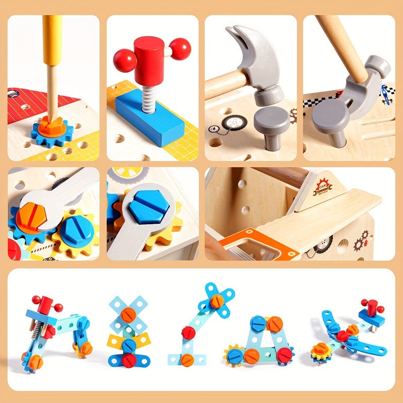 Wooden Repair Tool Kit Toy Building Blocks Gift