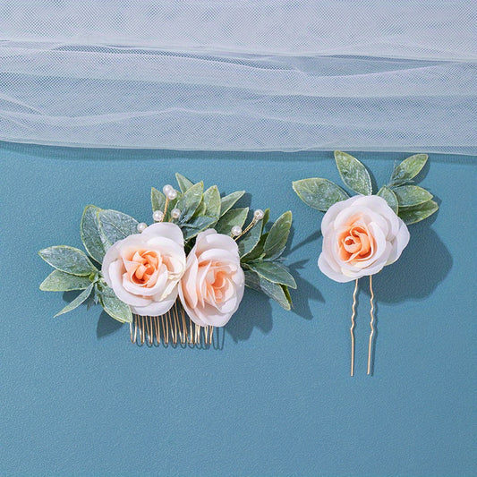 2 Pcs Bridal Flower Hair Comb Wedding Hairpin Decoration