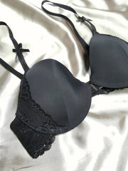 Lace T-Shirt Bra for Women Push Up Bow Tie Lingerie