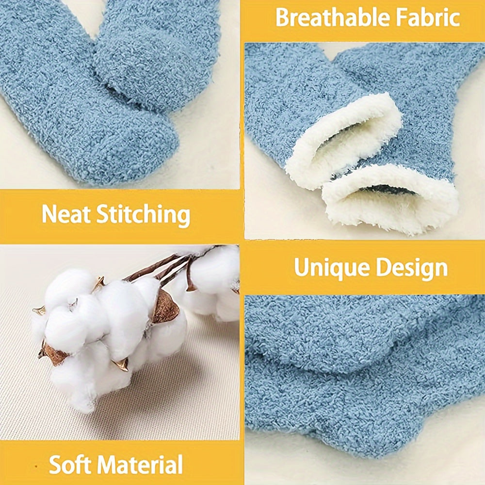 4 Pairs Thick Fuzzy Sleep Comfortable Socks For Christmas Gift Girls