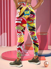 High Waist Yoga Pants with Butt Lifting, KISS Lips Print
