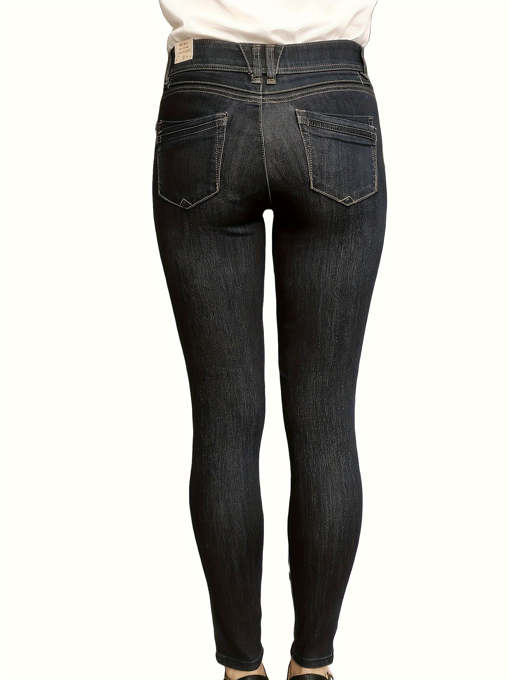 Washed Button Fly Stretch Skinny Jeans
