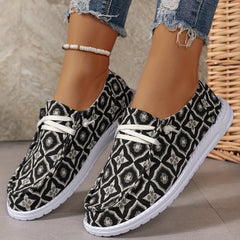 Geometric Pattern Flat Shoes Women's Shallow Mouth Casual Shoes