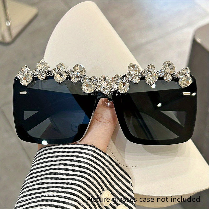 Y2K Square Sunglasses Rhinestone Costume Party Glasses UV400
