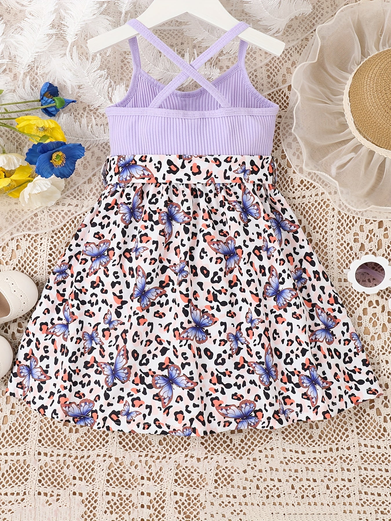 Leopard Butterfly Graphic Cami Princess Dress for Toddler Girls