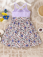 Leopard Butterfly Graphic Cami Princess Dress for Toddler Girls
