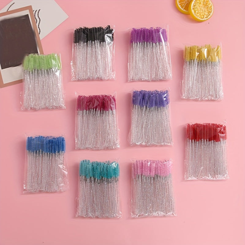 50pcs Eyelash Brushes Spiral Mascara Wands Makeup Applicator Kit