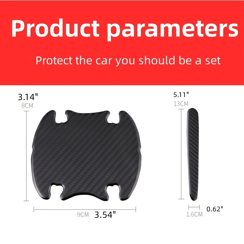 8pcs Carbon Fiber Car Door Handle Protector Anti-scratch Sticker