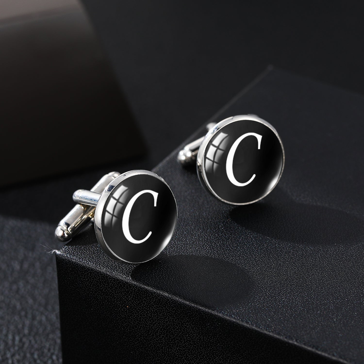 Men's Silver Letter C Cufflinks for Gentlemen's Shirt Wedding