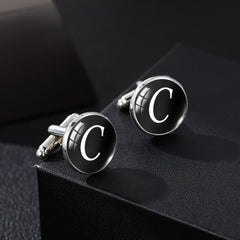 Men's Silver Letter C Cufflinks for Gentlemen's Shirt Wedding