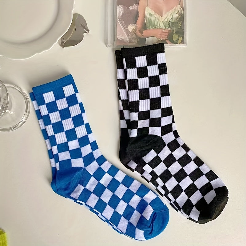 Plaid Print Socks Women's Stockings & Hosiery