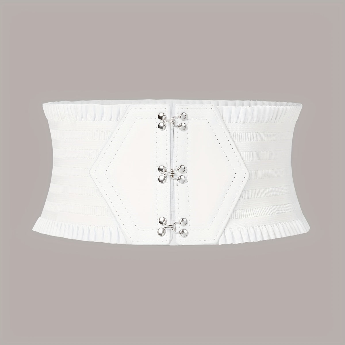 Candy Ruffles Wide Belt Triple Buckle Elastic Waistband for Women