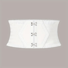 Candy Ruffles Wide Belt Triple Buckle Elastic Waistband for Women