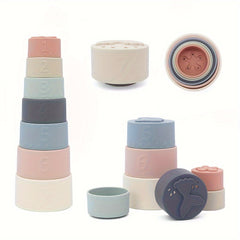 7 Piece Silicone Number Stacking Cups Educational Toys for 0-3 Years