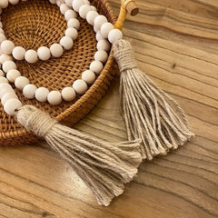 Wooden Beaded Wreath Tassels DIY Craft Farmhouse Decoration