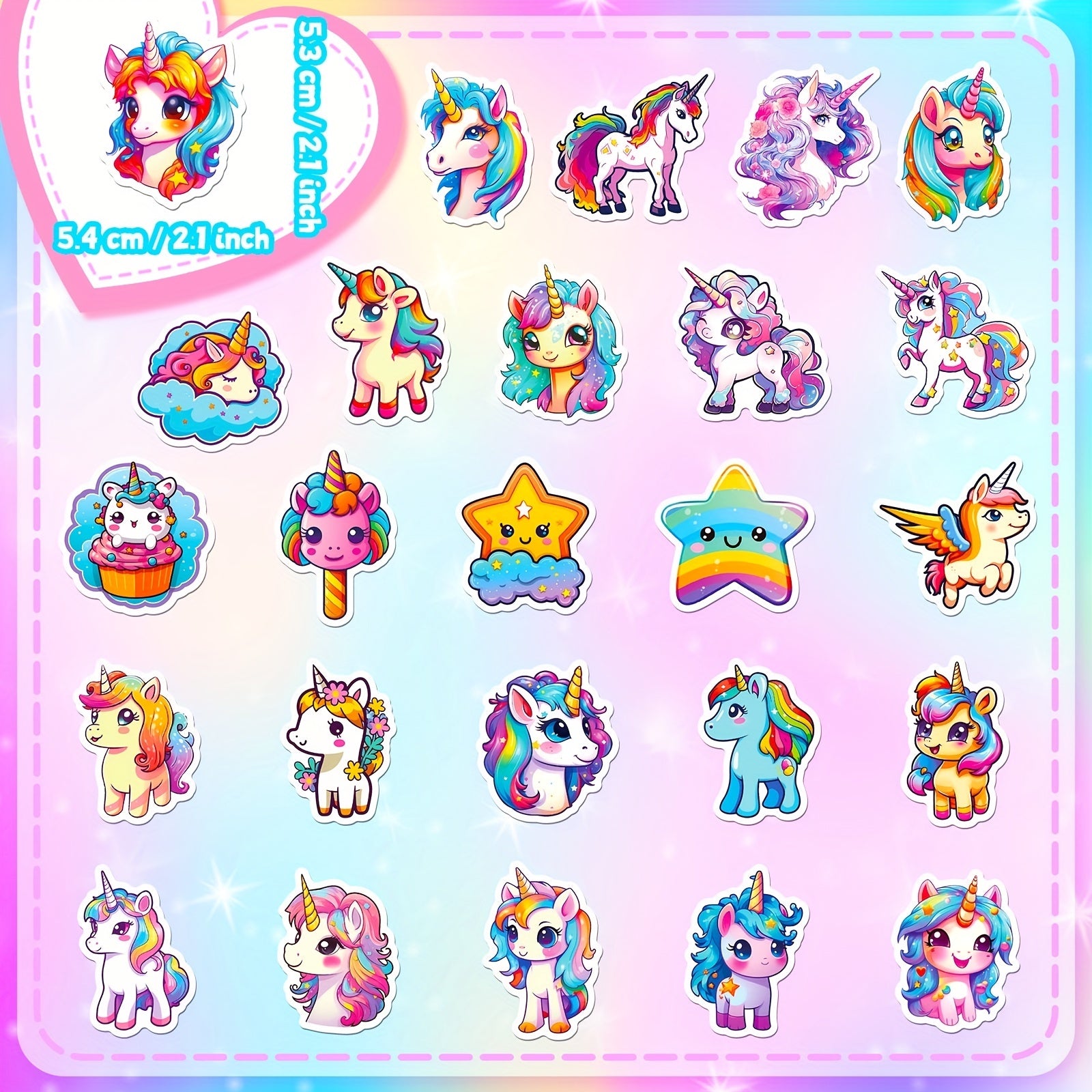 50pcs Unicorn Graffiti Stickers for Laptop Water Bottle Luggage Helmet