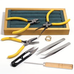 DIY Jewelry Making Tool Set 8pc Pliers Scissor Tweezers Jump Ring Opener Awl