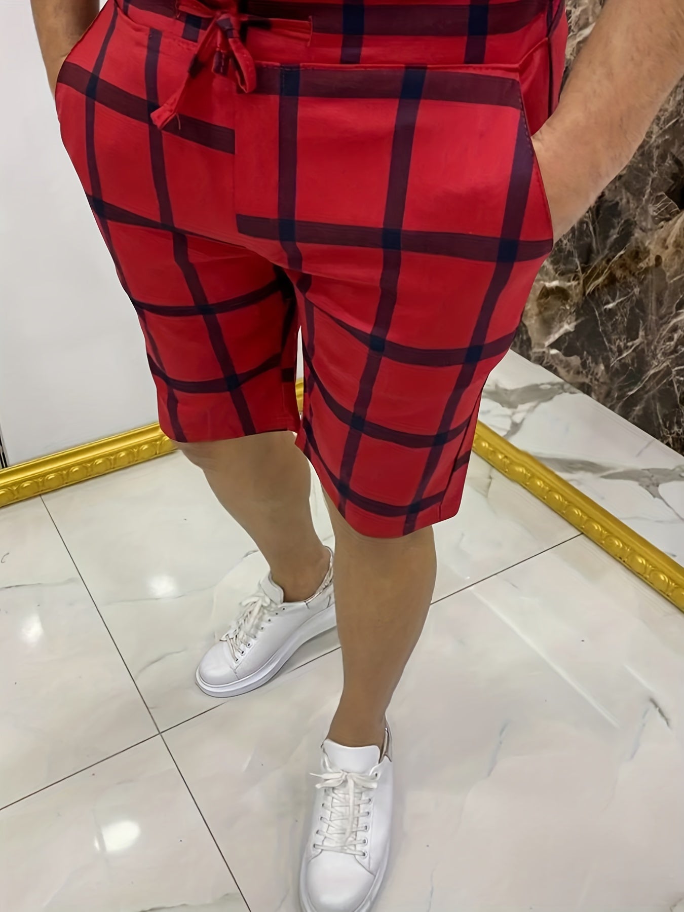 Men's Plaid Drawstring Slim Fit Summer Shorts