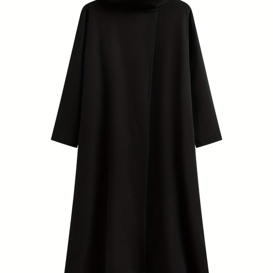 Solid Turtleneck Coat Long Sleeve Outerwear Women's Clothing