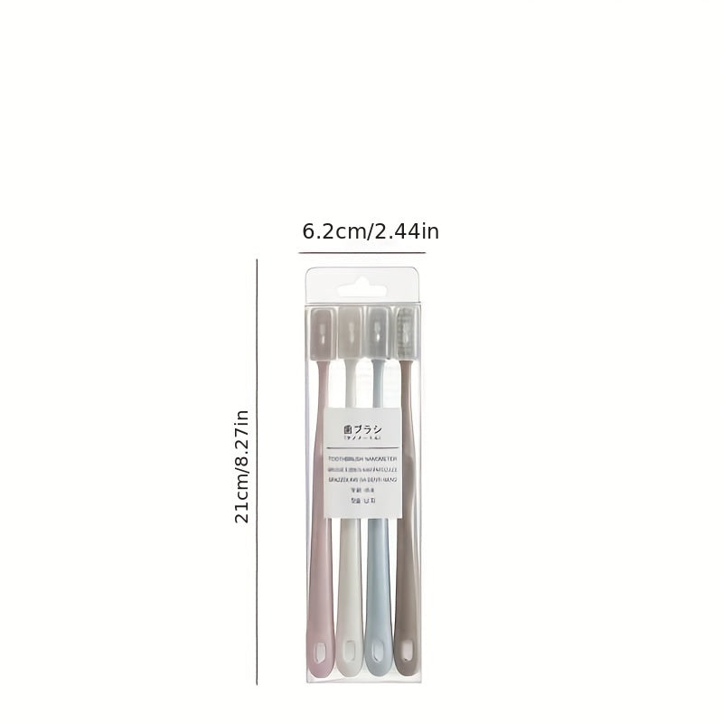 4pcs Macaroon Bamboo Charcoal Soft Hair Toothbrushes Adult