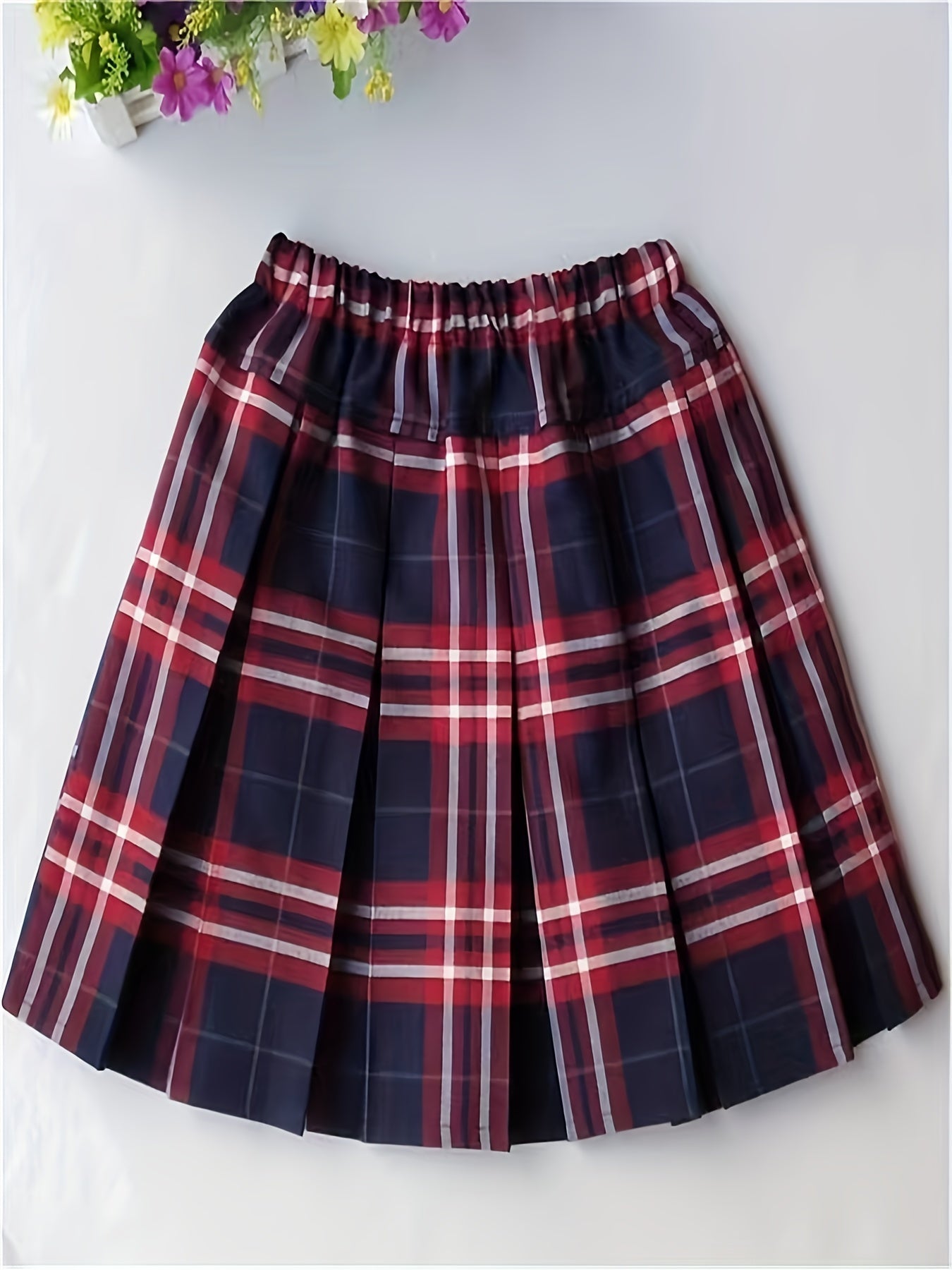 Girls Pleated Plaid Skirt School Uniform Short Skirt