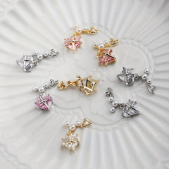 Heart Pearl Crystal Gems Nail Charms 2 Pcs