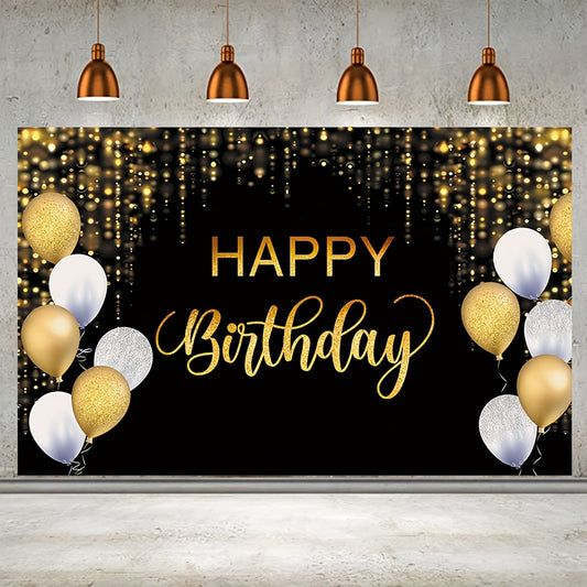 Golden Balloon Glitter Sequin Birthday Backdrop