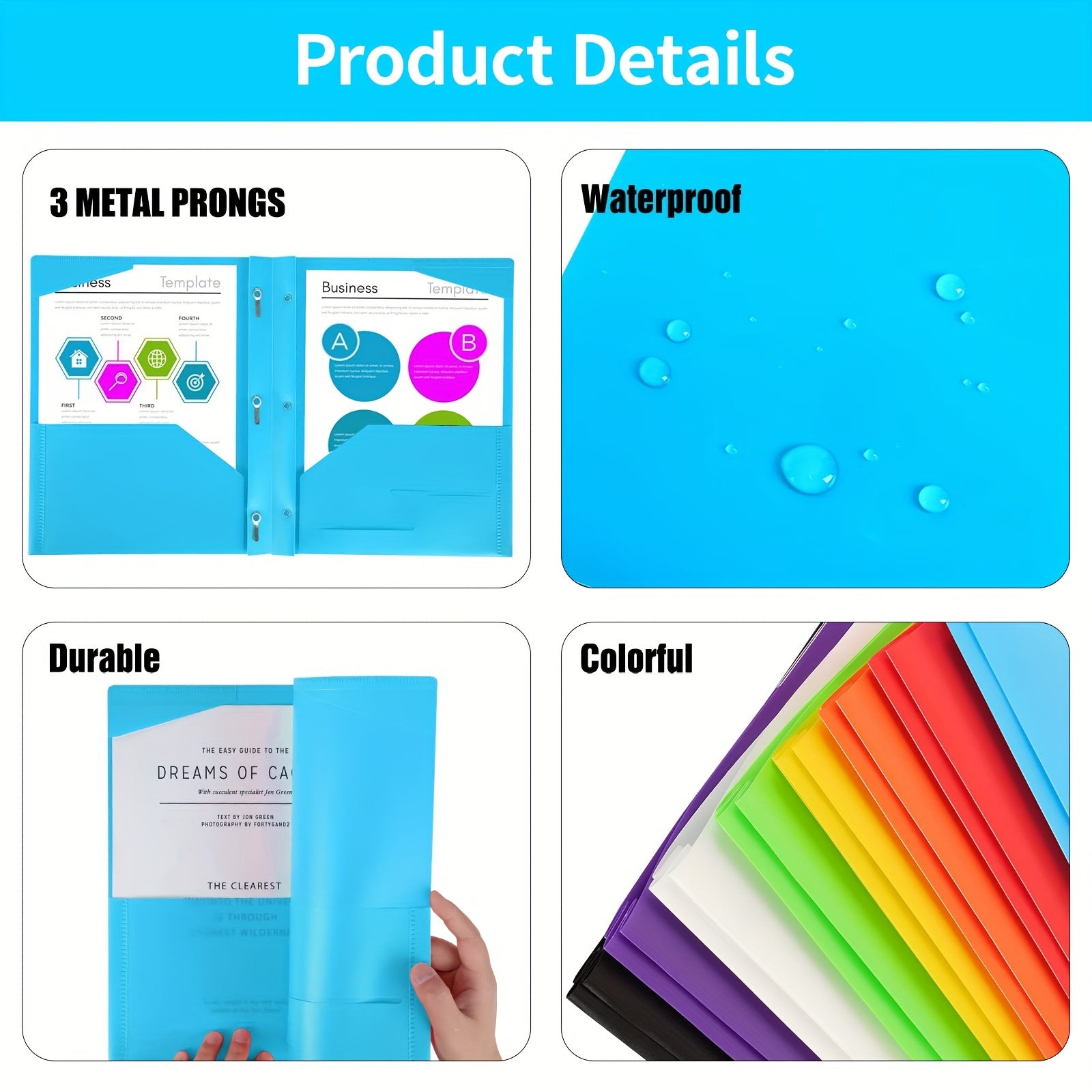 16pcs Double Pocket Letter Size Folders - 8 Colors