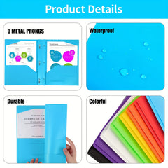 16pcs Double Pocket Letter Size Folders - 8 Colors