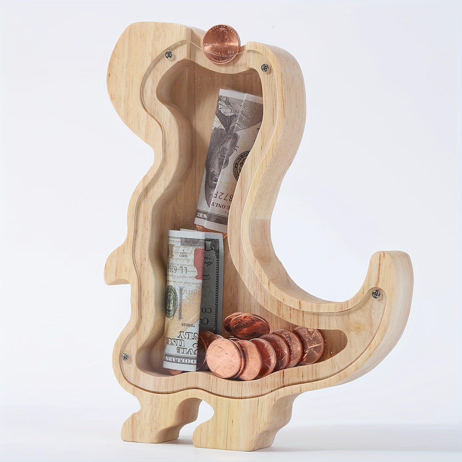 Kids Wooden Dinosaur Piggy Bank Personalized Coin Bank