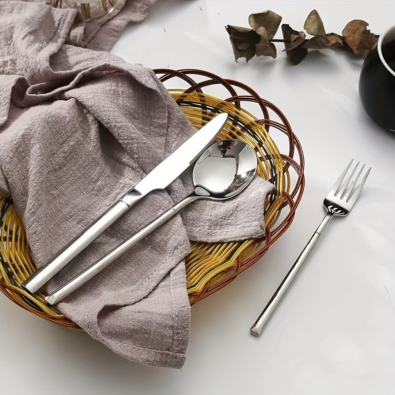 24pcs Silverware Set Mirror Polished Cutlery Utensil Set Home Kitchen