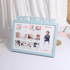 Heart-Shaped 12 Month Growth Record Picture Frame for Baby's Commemoration