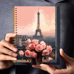 Eiffel Tower Pink Sky Flower Notebook Office Stationery