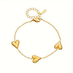 Stainless Steel Bracelet with Golden Heart Pendant