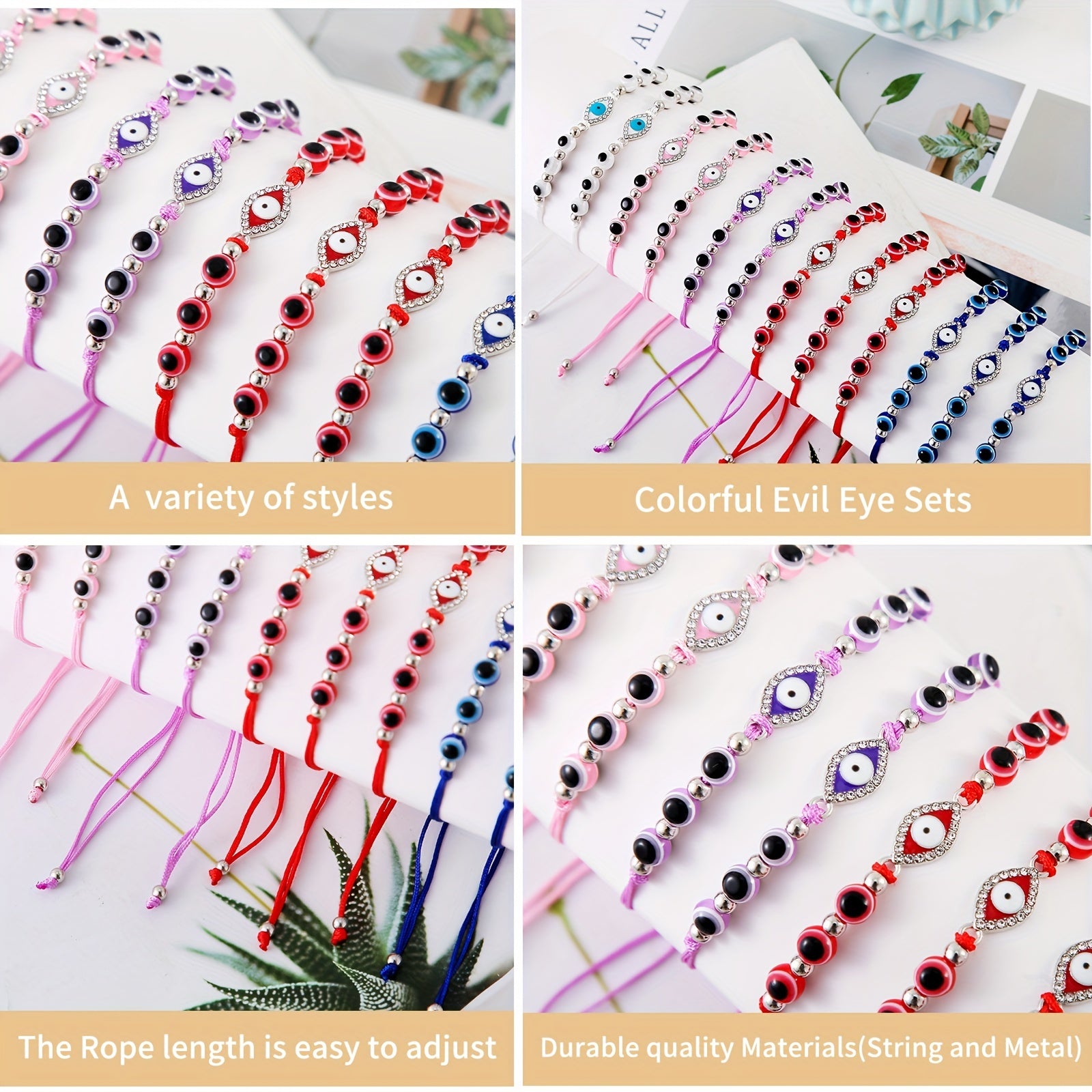 12pcs Evil Eye Beaded String Bracelets Red String Evil Eye Bracelet
