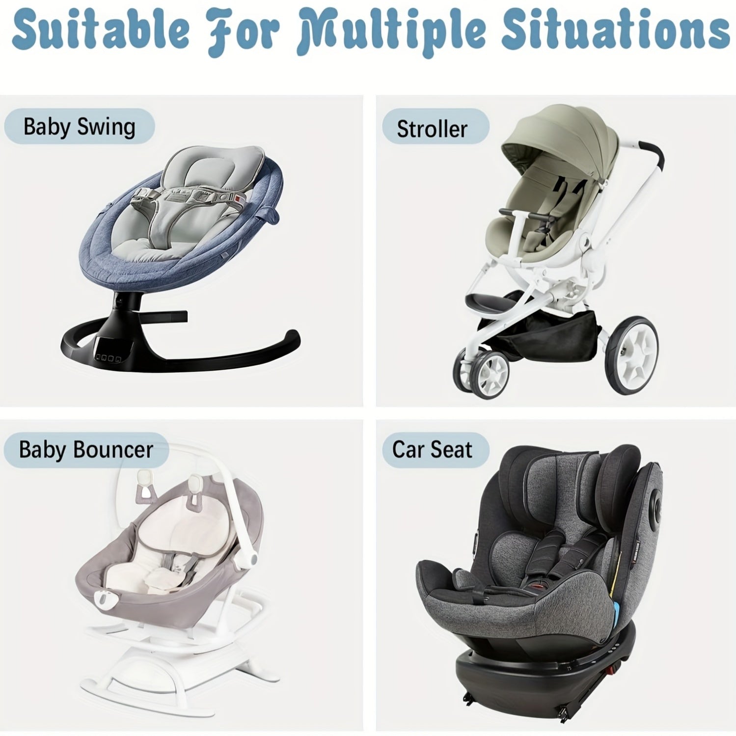 Double Sided Baby Car Seat Cushion 3D Mesh Grey Polyester Fiber Support