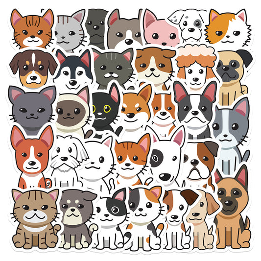33Pcs Cartoon Cat And Dog Stickers Waterproof DIY Stickers