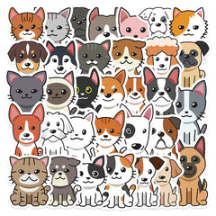 33Pcs Cartoon Cat And Dog Stickers Waterproof DIY Stickers