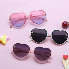 Girls Heart Shaped Sunglasses with Little Bee Decor