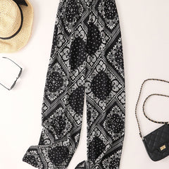 Paisley Scarf Print Wide Leg Pants Boho Casual Loose Pants