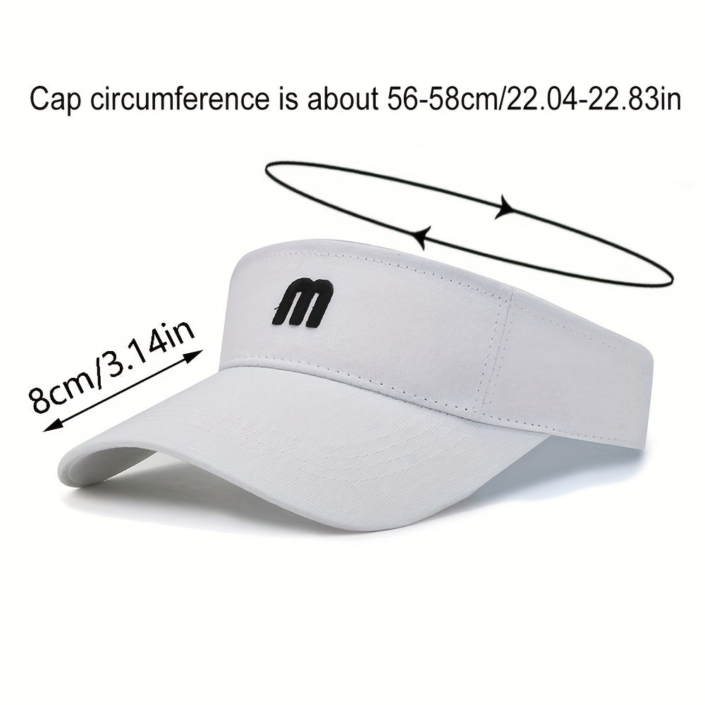 3D M Embroidery Visor Hat Solid Casual Sunshade UV Protection Sun Hat